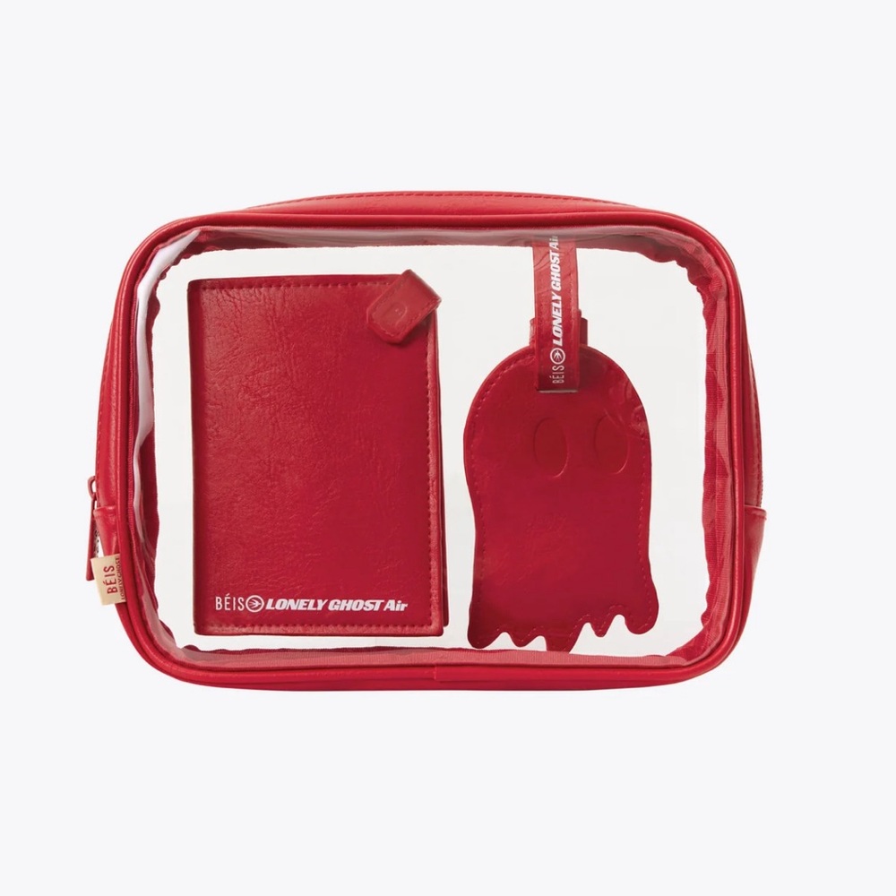 Beis x Lonely Ghost - The Passport & Luggage Tag Set in Text Me Red